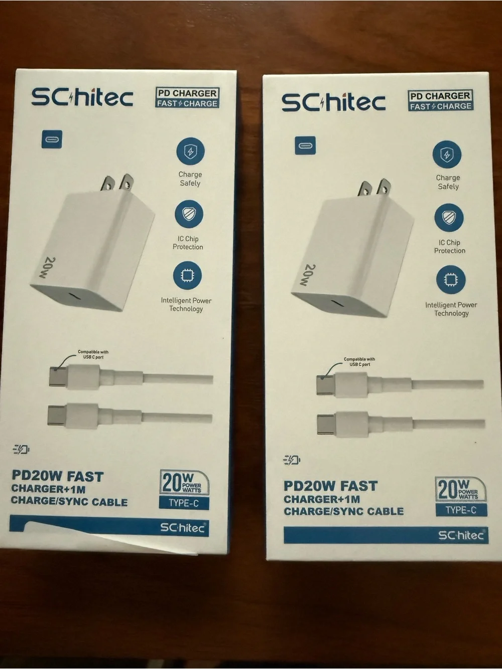 SChitec PD20W Fast 20W USB-C Charger with 1M Cable - White